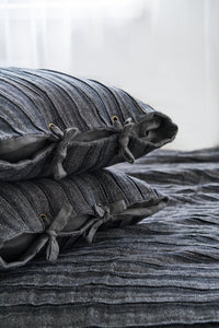 Decorative Linen Pillowcase In Black/Grey With Ties from Decorative pillow case collection by LinenStudioByGustluka