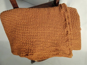 Waffle Linen Throw Blanket in Orange Color