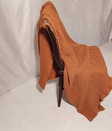 Waffle Linen Throw Blanket in Orange Color