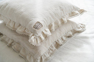 Linen Decorative pillowcase with Lace
