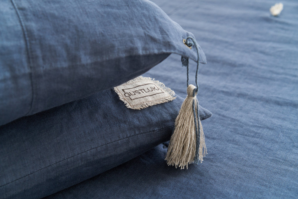Decorative Linen Pillow Cover in Blue - Linen Pillow Case – Natural Linen Decorative Cushion Cover With An Invisible Zipper – Natural Linen from  collection by LinenStudioByGustluka