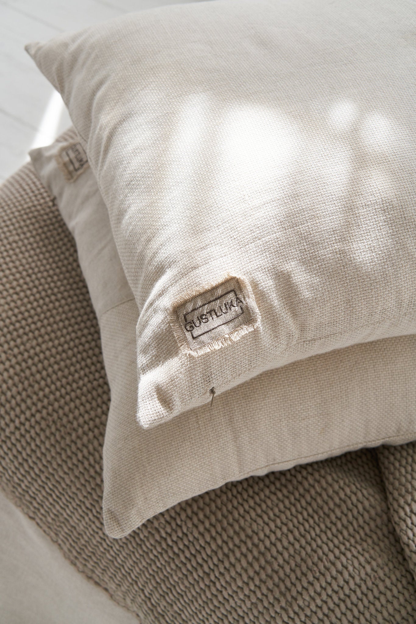 Decorative Linen Pillowcase, Natural 100% Organic Flax Linen Pillow Case Cover, Off White Linen Pillowcase With Zipper, Raw Linen Bedding from  collection by LinenStudioByGustluka