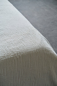 White linen bedspread, premium quality from unique weaved soft white plisse linen fabric